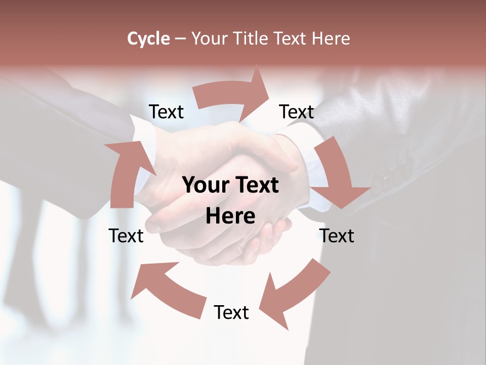 Two People Shaking Hands In Front Of A Group Of People PowerPoint Template