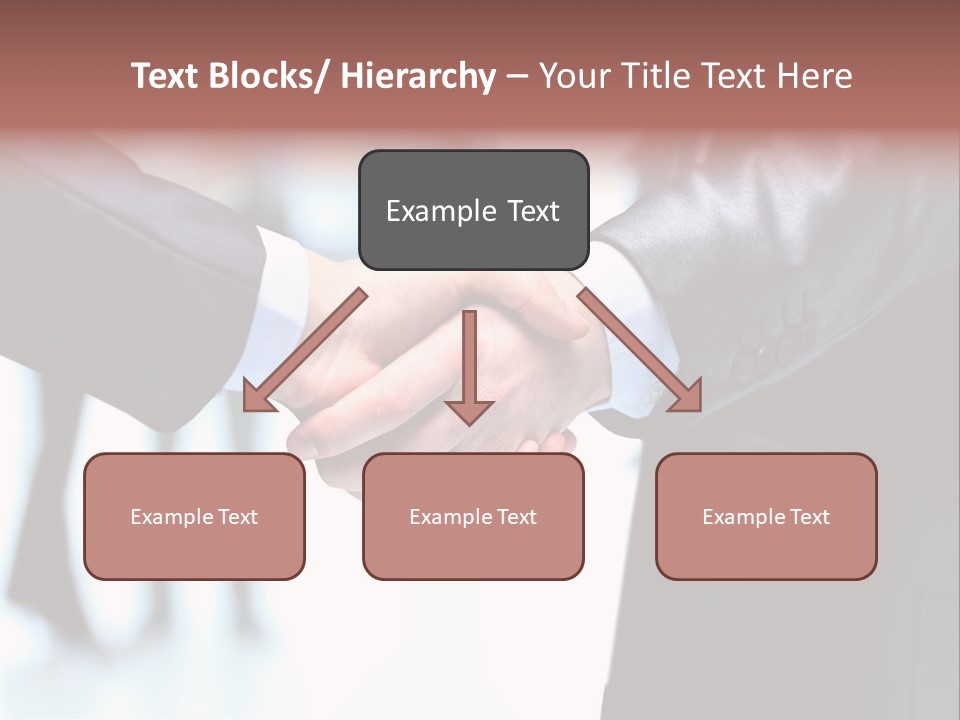 Two People Shaking Hands In Front Of A Group Of People PowerPoint Template