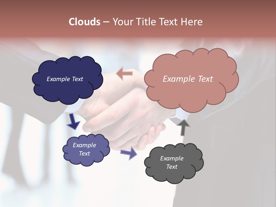 Two People Shaking Hands In Front Of A Group Of People PowerPoint Template