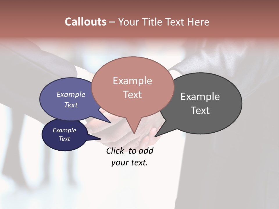 Two People Shaking Hands In Front Of A Group Of People PowerPoint Template