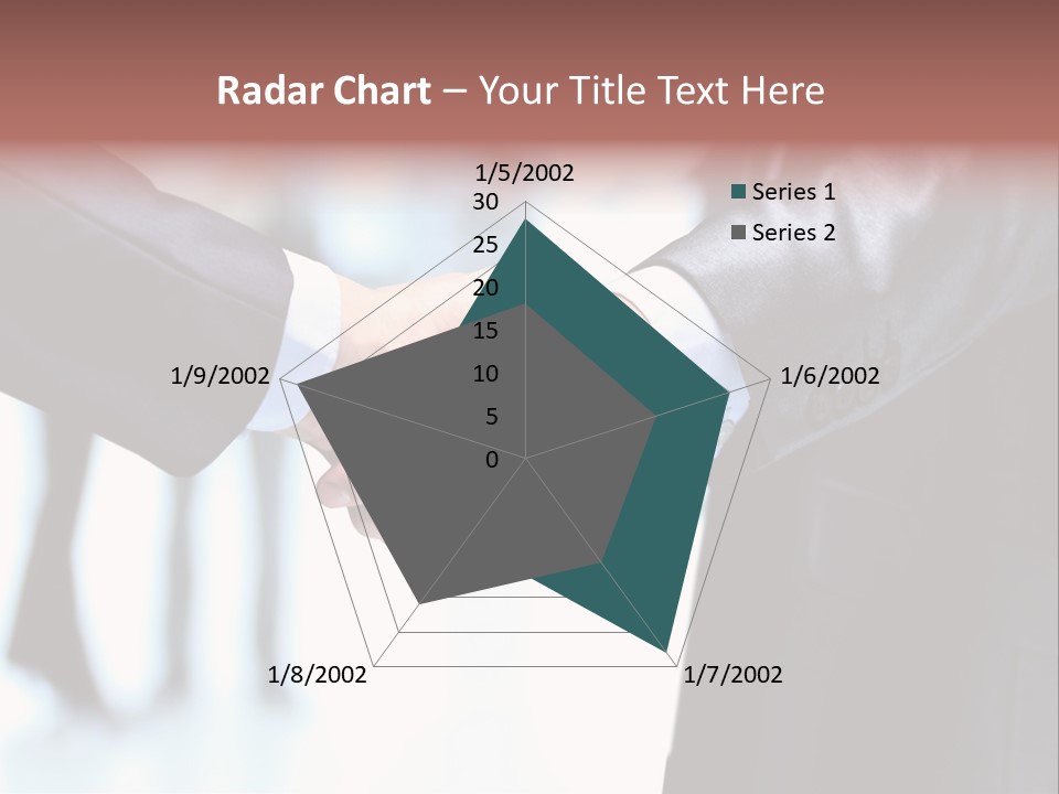 Two People Shaking Hands In Front Of A Group Of People PowerPoint Template