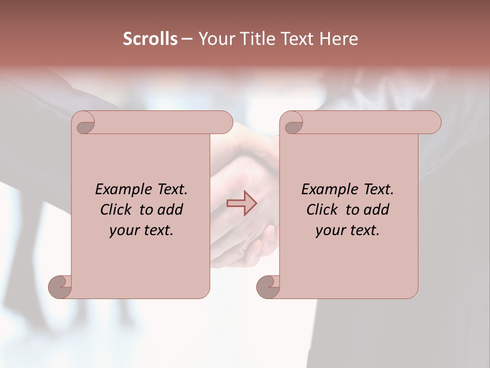 Two People Shaking Hands In Front Of A Group Of People PowerPoint Template