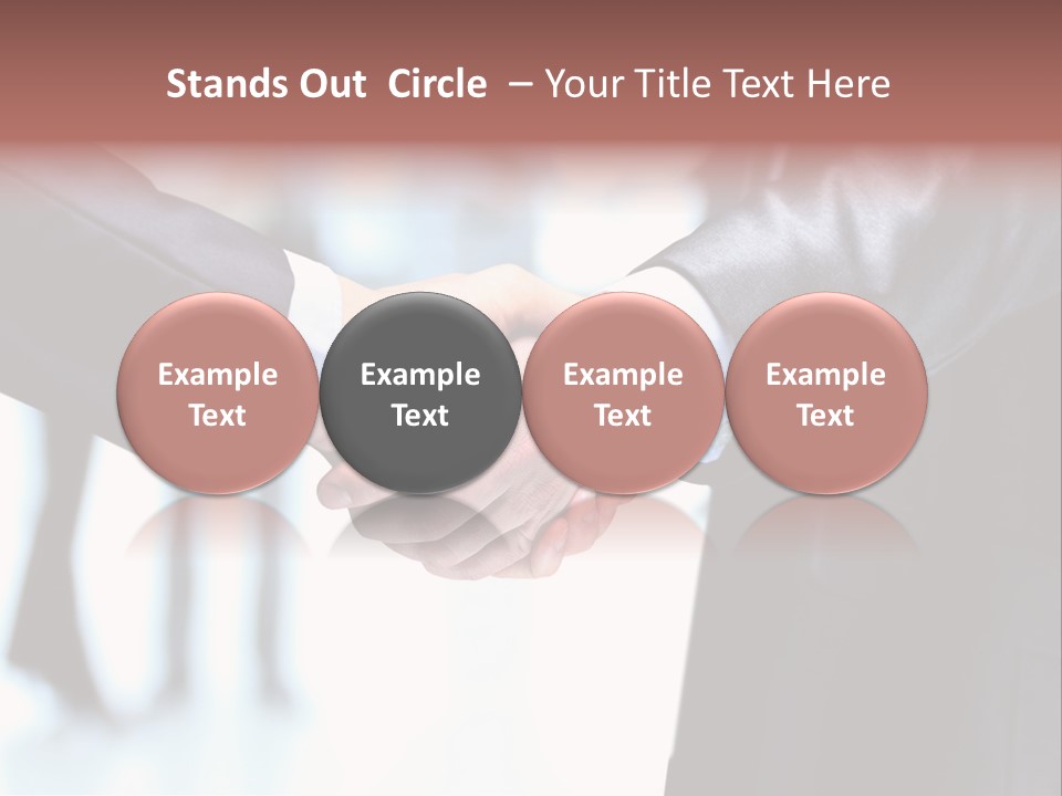 Two People Shaking Hands In Front Of A Group Of People PowerPoint Template