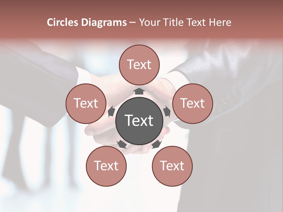 Two People Shaking Hands In Front Of A Group Of People PowerPoint Template