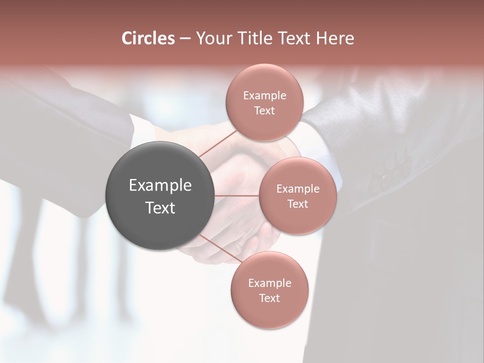 Two People Shaking Hands In Front Of A Group Of People PowerPoint Template