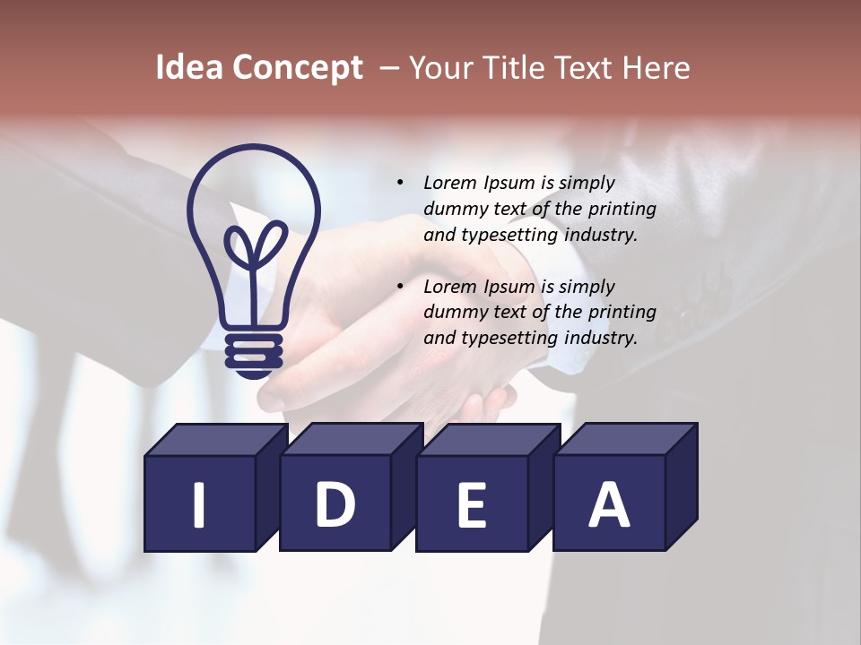 Two People Shaking Hands In Front Of A Group Of People PowerPoint Template