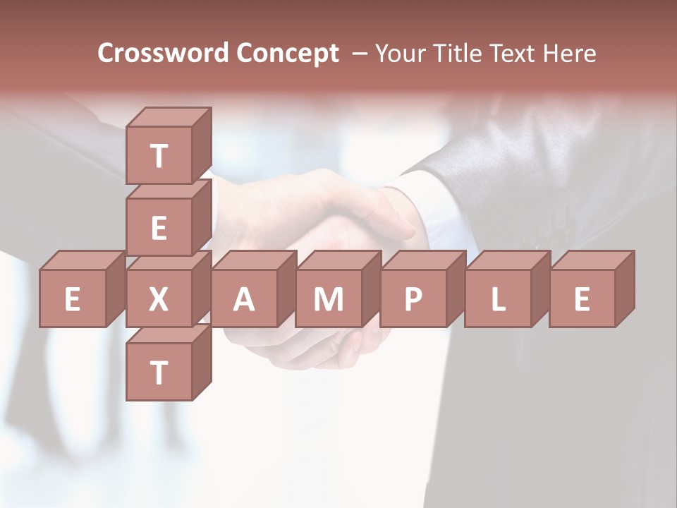 Two People Shaking Hands In Front Of A Group Of People PowerPoint Template