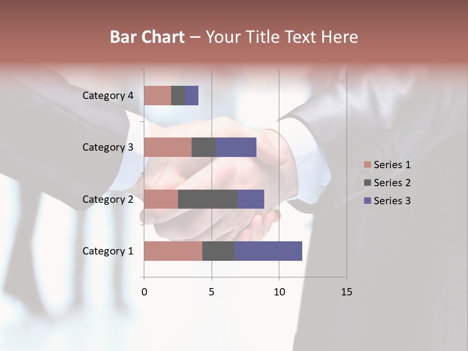 Two People Shaking Hands In Front Of A Group Of People PowerPoint Template