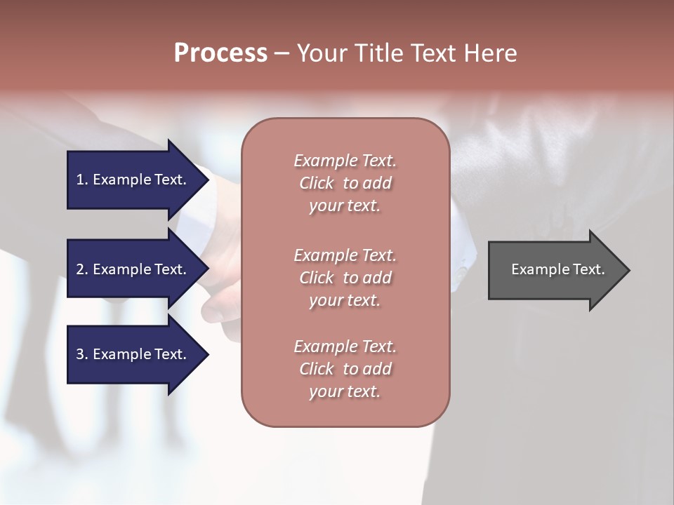 Two People Shaking Hands In Front Of A Group Of People PowerPoint Template