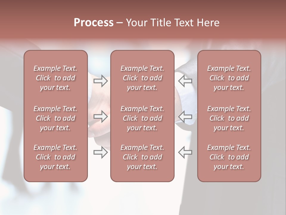 Two People Shaking Hands In Front Of A Group Of People PowerPoint Template