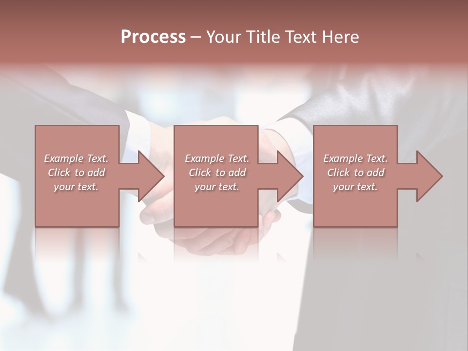 Two People Shaking Hands In Front Of A Group Of People PowerPoint Template