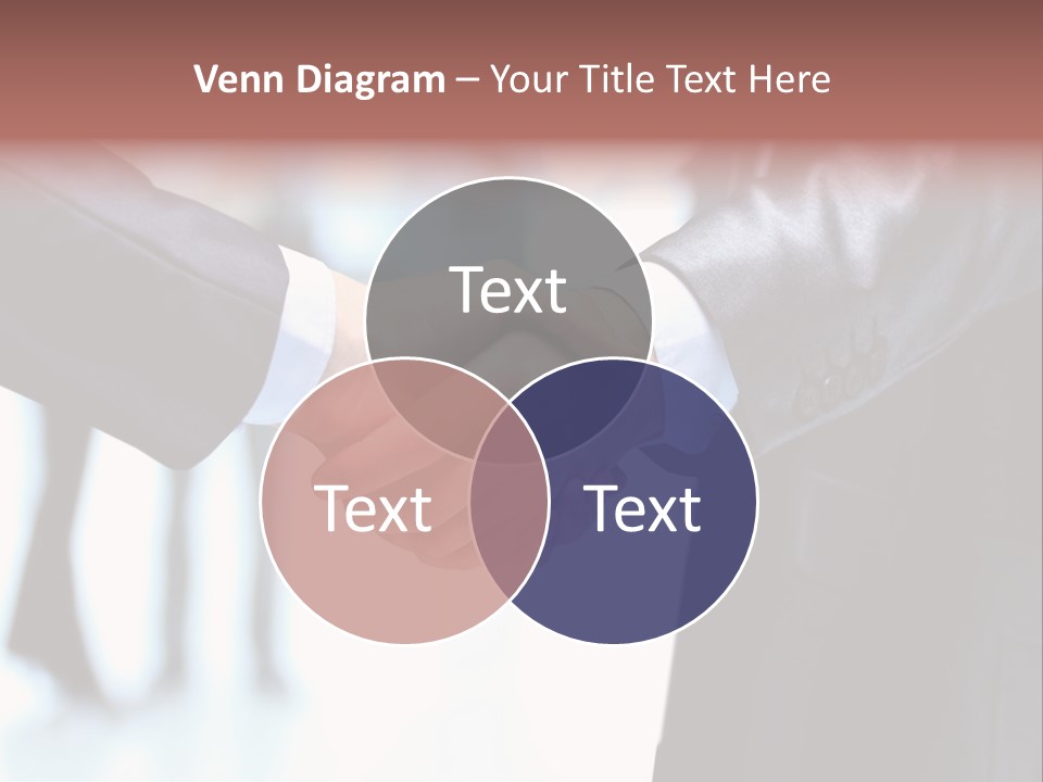 Two People Shaking Hands In Front Of A Group Of People PowerPoint Template