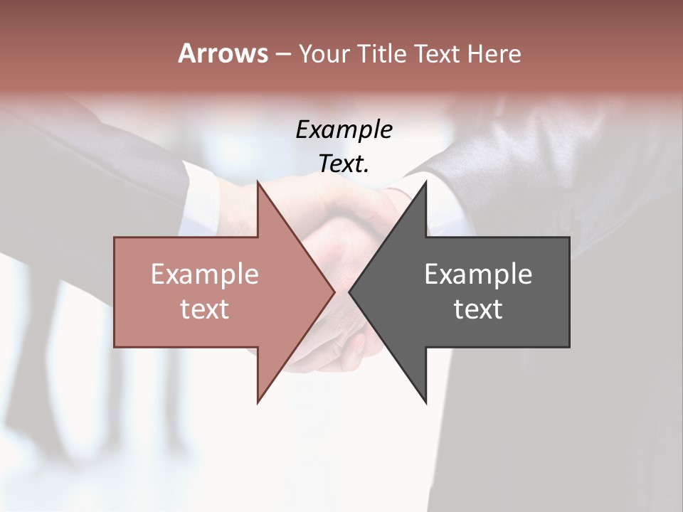 Two People Shaking Hands In Front Of A Group Of People PowerPoint Template