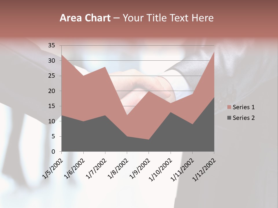 Two People Shaking Hands In Front Of A Group Of People PowerPoint Template