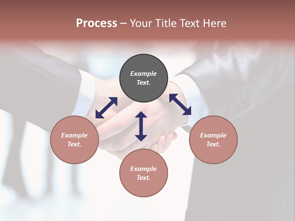 Two People Shaking Hands In Front Of A Group Of People PowerPoint Template