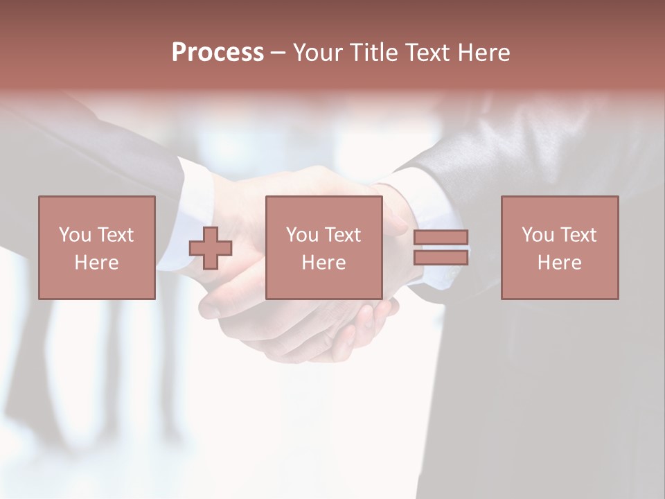 Two People Shaking Hands In Front Of A Group Of People PowerPoint Template