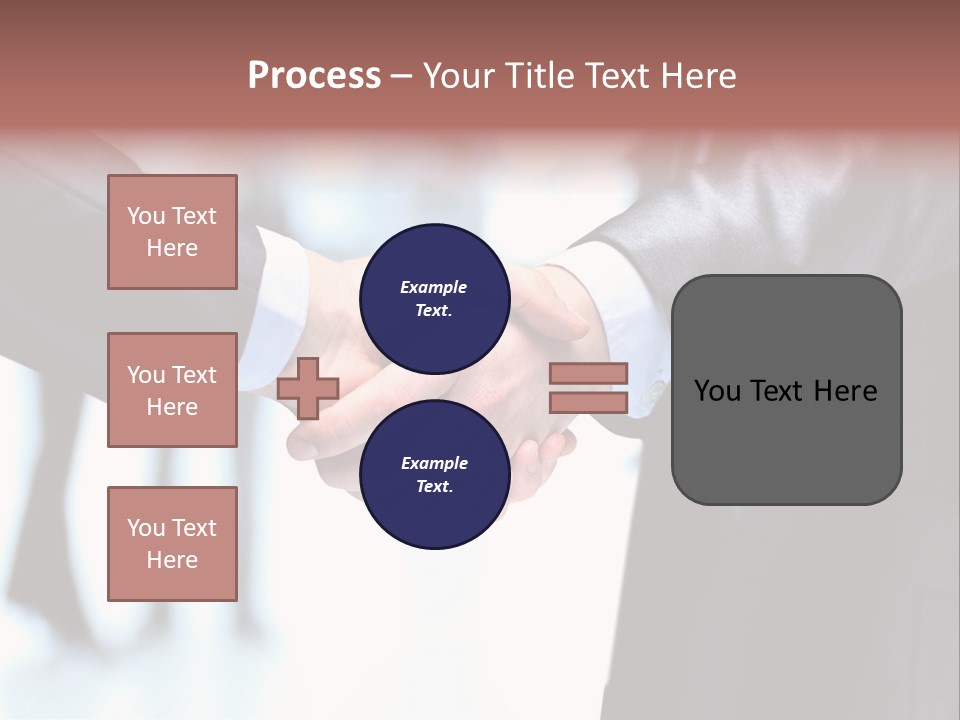 Two People Shaking Hands In Front Of A Group Of People PowerPoint Template