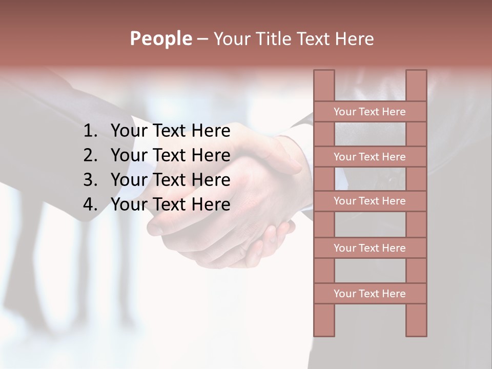 Two People Shaking Hands In Front Of A Group Of People PowerPoint Template
