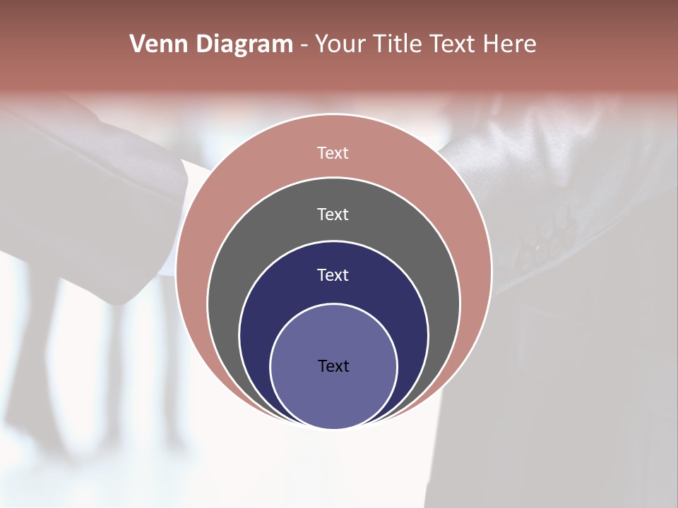 Two People Shaking Hands In Front Of A Group Of People PowerPoint Template