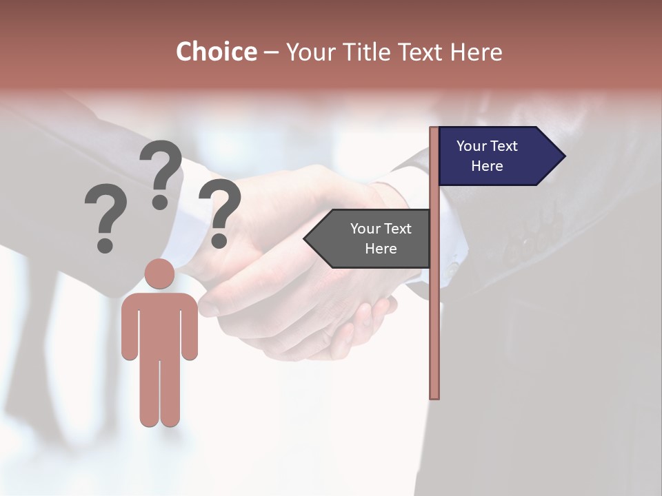 Two People Shaking Hands In Front Of A Group Of People PowerPoint Template