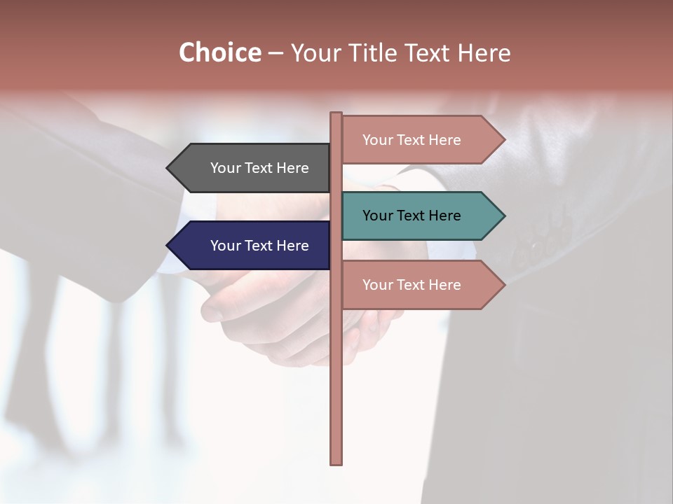 Two People Shaking Hands In Front Of A Group Of People PowerPoint Template