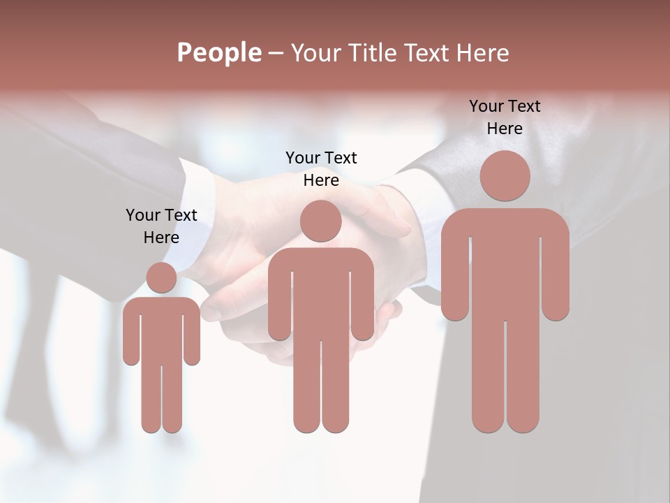 Two People Shaking Hands In Front Of A Group Of People PowerPoint Template