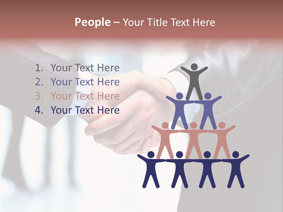 Two People Shaking Hands In Front Of A Group Of People PowerPoint Template