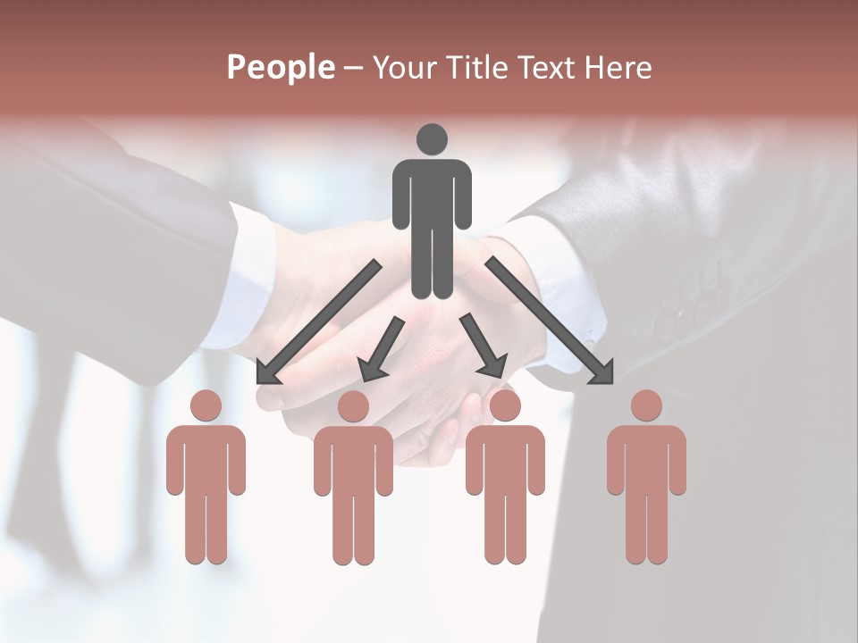 Two People Shaking Hands In Front Of A Group Of People PowerPoint Template