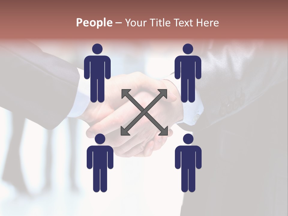 Two People Shaking Hands In Front Of A Group Of People PowerPoint Template