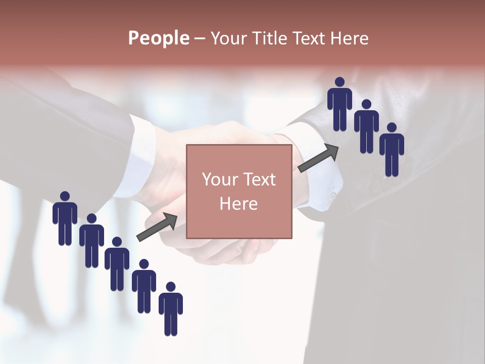 Two People Shaking Hands In Front Of A Group Of People PowerPoint Template