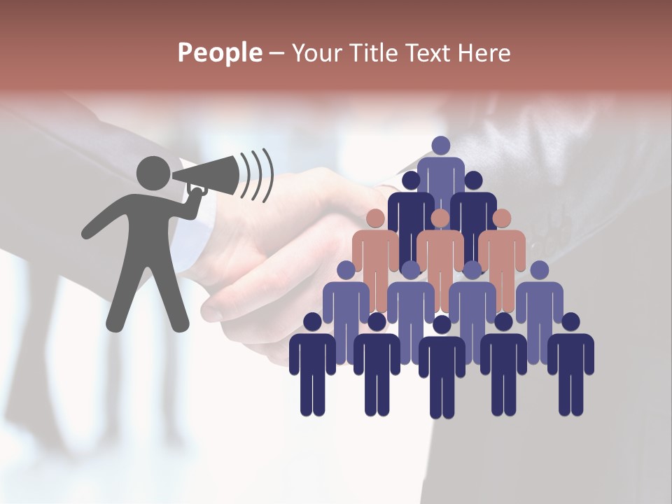 Two People Shaking Hands In Front Of A Group Of People PowerPoint Template