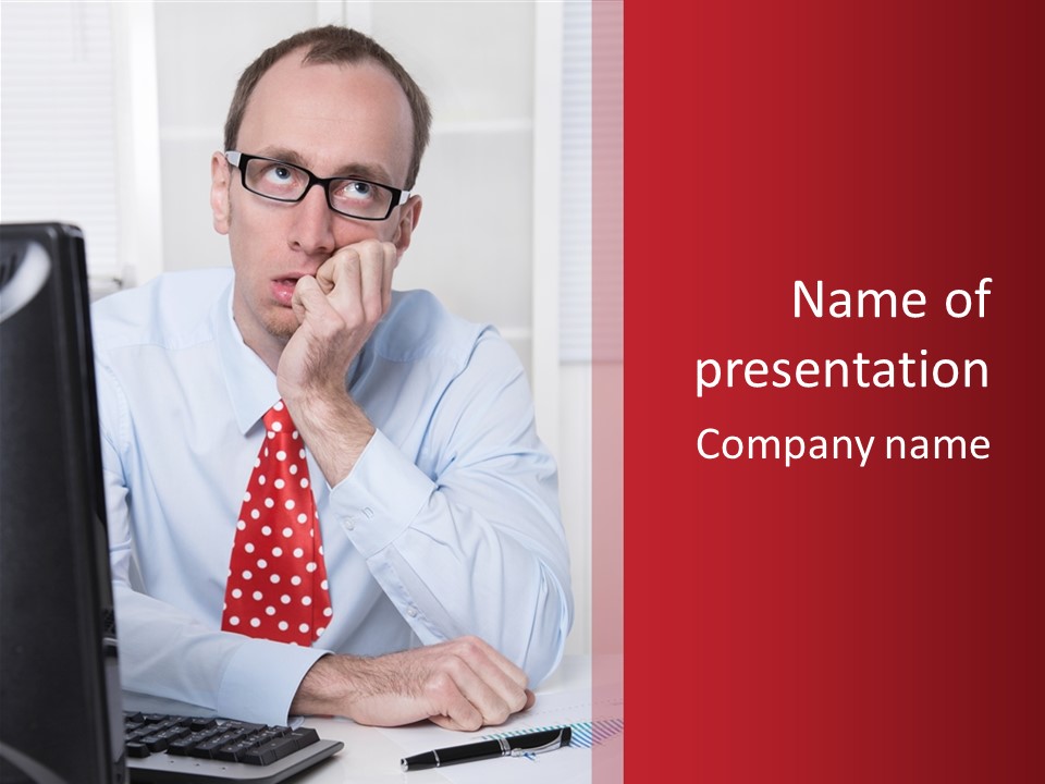 Crisis Thinking Face PowerPoint Template