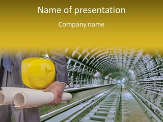 Hand Businessman Hardhat PowerPoint Template