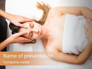 A Woman Getting A Massage With Her Hands On Her Head PowerPoint Template