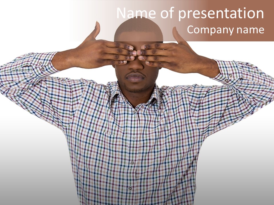 A Man Covering His Eyes With His Hands PowerPoint Template