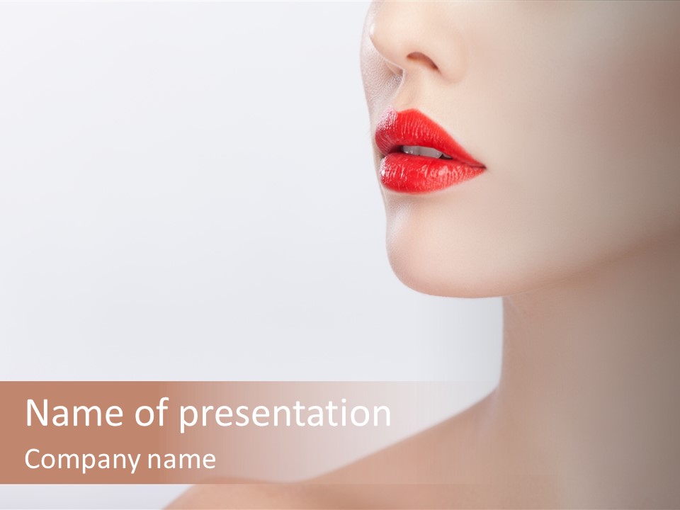 Portrait Woman Lipstick PowerPoint Template