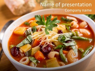 Soup With Vermicelli And Herbs PowerPoint Template