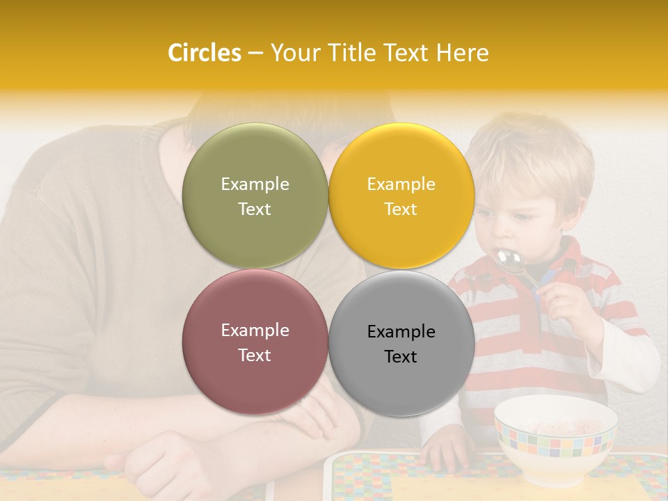 A Man And A Young Boy Sitting At A Table With A Bowl Of Food PowerPoint Template