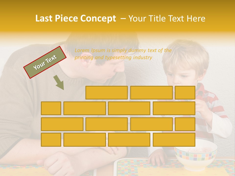 A Man And A Young Boy Sitting At A Table With A Bowl Of Food PowerPoint Template