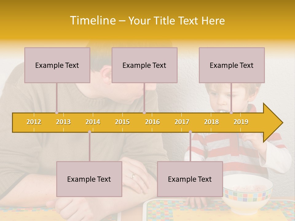 A Man And A Young Boy Sitting At A Table With A Bowl Of Food PowerPoint Template