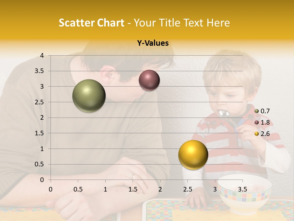 A Man And A Young Boy Sitting At A Table With A Bowl Of Food PowerPoint Template