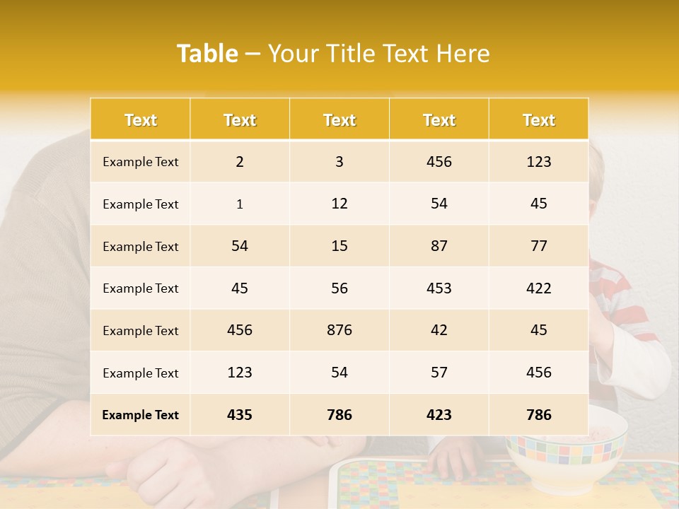 A Man And A Young Boy Sitting At A Table With A Bowl Of Food PowerPoint Template