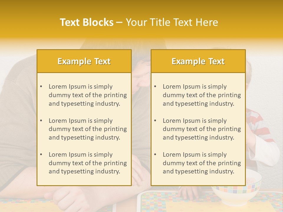 A Man And A Young Boy Sitting At A Table With A Bowl Of Food PowerPoint Template