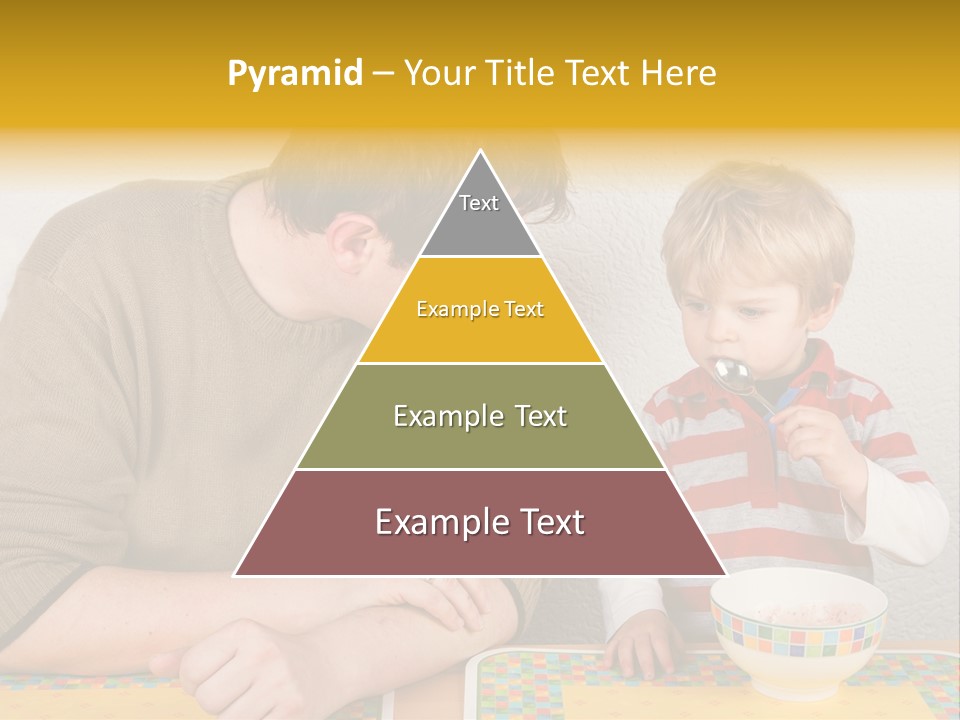 A Man And A Young Boy Sitting At A Table With A Bowl Of Food PowerPoint Template