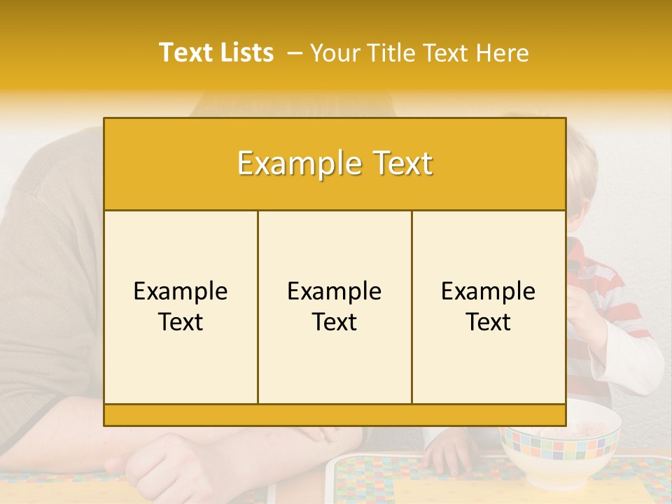 A Man And A Young Boy Sitting At A Table With A Bowl Of Food PowerPoint Template