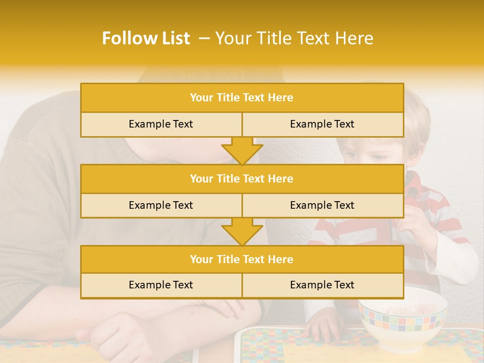 A Man And A Young Boy Sitting At A Table With A Bowl Of Food PowerPoint Template