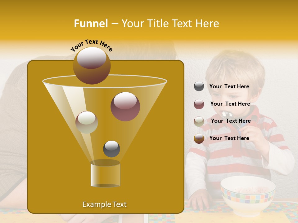 A Man And A Young Boy Sitting At A Table With A Bowl Of Food PowerPoint Template