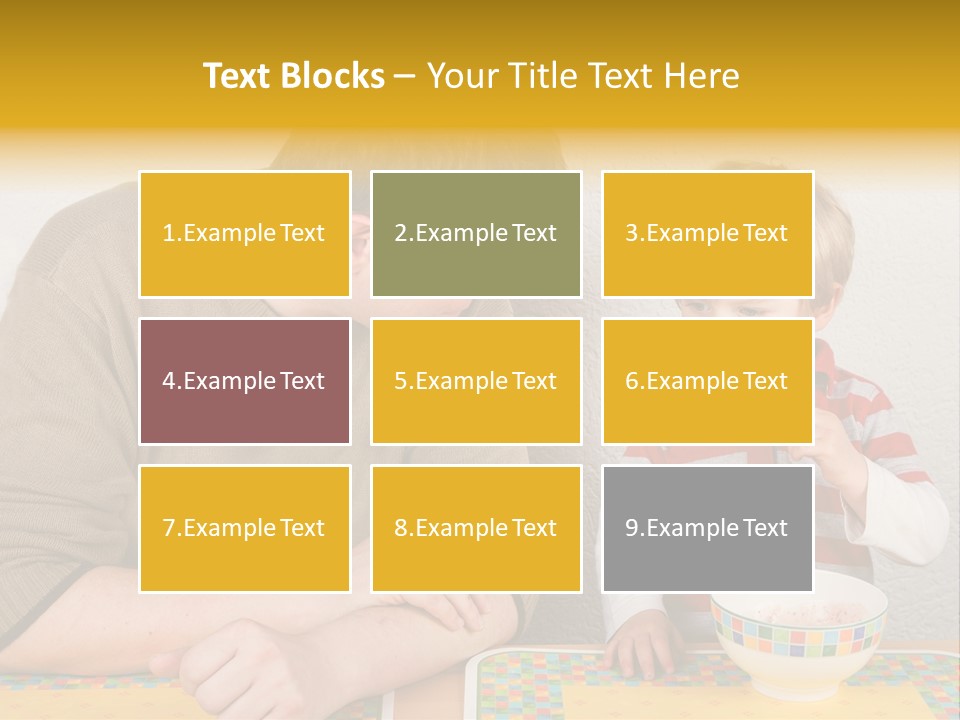 A Man And A Young Boy Sitting At A Table With A Bowl Of Food PowerPoint Template