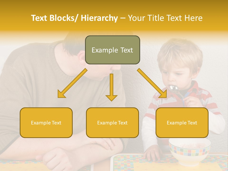 A Man And A Young Boy Sitting At A Table With A Bowl Of Food PowerPoint Template