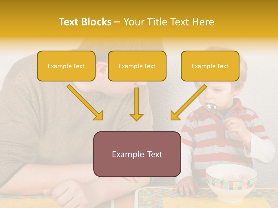 A Man And A Young Boy Sitting At A Table With A Bowl Of Food PowerPoint Template